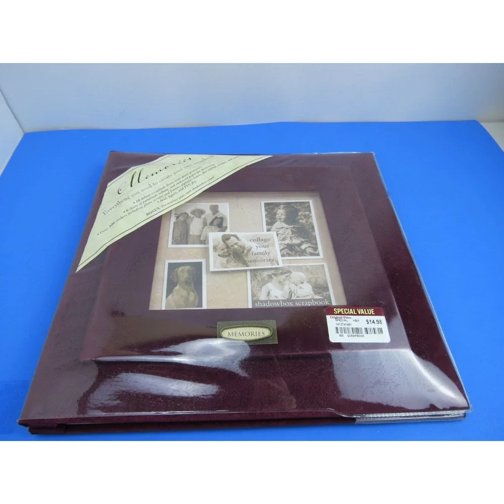 New Seasons Memories Scrapbook Album Shadowbox Cover Burgundy 12x12 74149